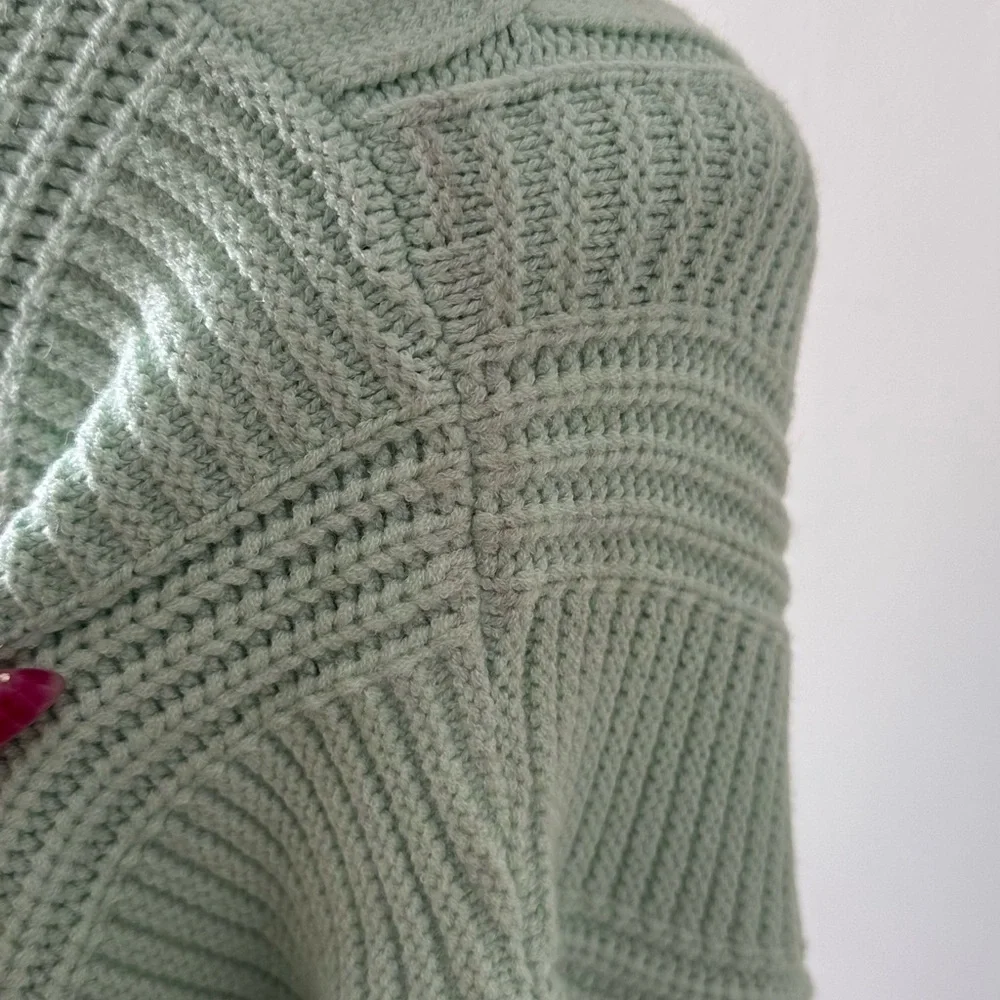 Mint Green Cable Knit Cardigan - Picture 7 of 7